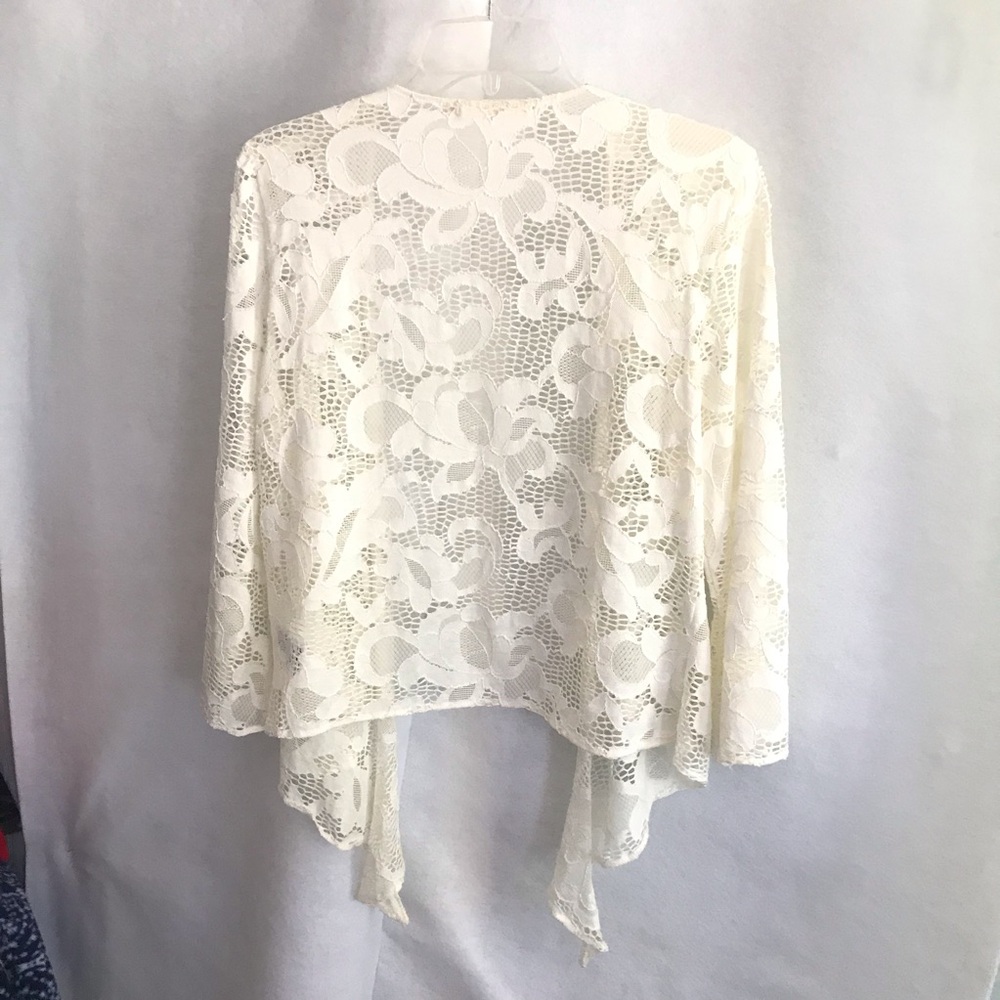Sheer Lace Open-Front Shrug - Cream - Picture 7 of 7